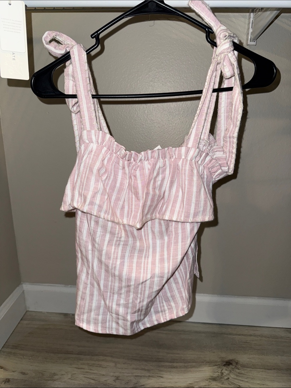 Altar'd State Pink & White Striped Ruffle Tank and skort set